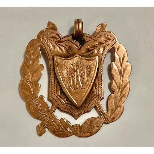 129 - A Victorian 9ct rose gold fob, Birmingham 1897, 4.5g