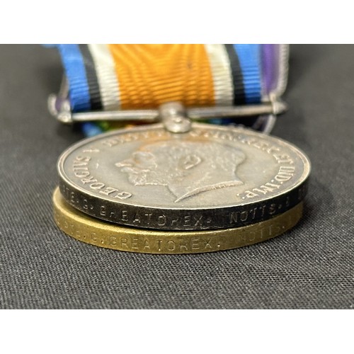 2010 - British WWI medal group to 22022 Pte G Greatorex, Notts & Derbyshire Regiment complete with original... 