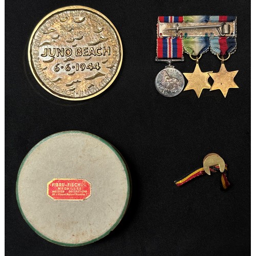 2016 - WW2 British miniature medals 1939-45 Star, Atlantic Star, War Medal all mounted on a bar, plus a cas... 