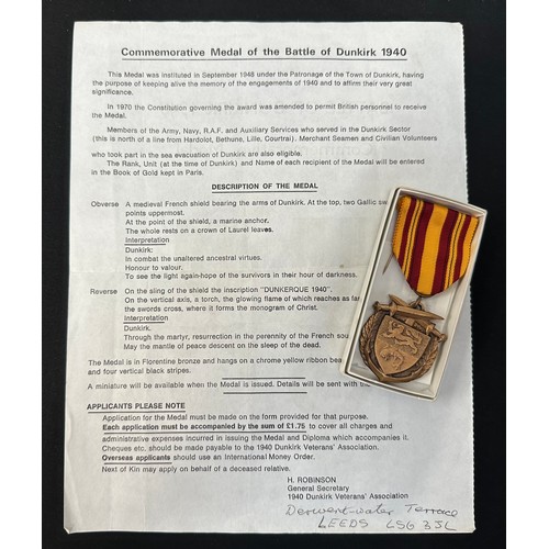 2018 - WW2 British Sherwood Foresters Dunkirk Medal group and paperwork to include: 1939-45 Star, War Medal... 