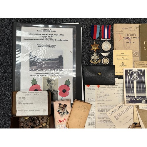 2021 - WW2 British 40th Searchlight Regt Royal Artillery Sherwood Foresters Medal Group to 2087783 Gunner R... 