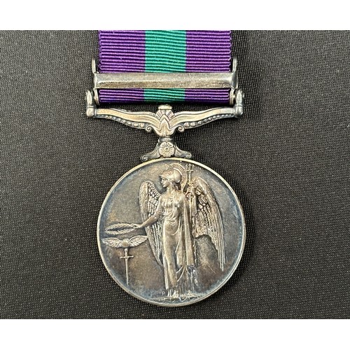 2025 - ERII General Service Medal with Malaya Clasp to 23296955 Pte RE Weller, The Queens Regiment complete... 