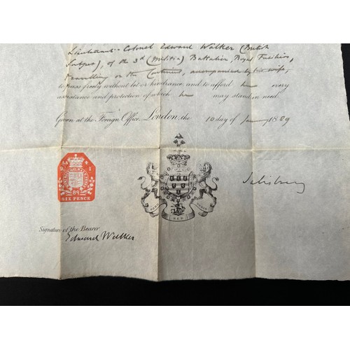 2043 - Victorian Officers Travel Document, Lt Colonel Edward Walker, 1889