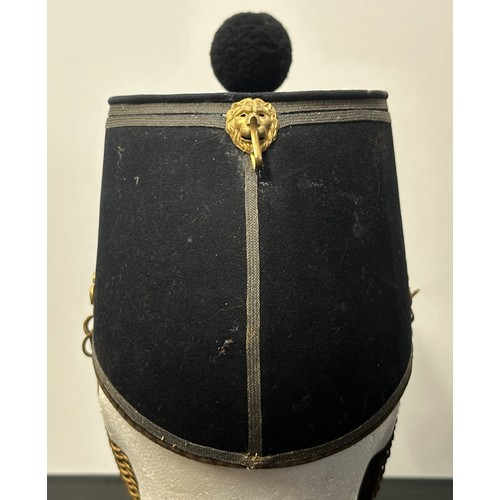 2047 - Victorian Sandhurst Cadets Shako complete with helmet plate, black pom-Pom and chinscales. Maker mar... 