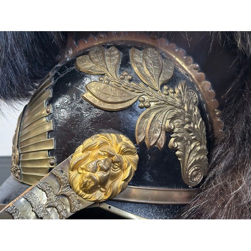 2049 - British Hanovarian Cavalry Helmet, Bearskin Crest. No liner.