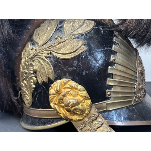 2049 - British Hanovarian Cavalry Helmet, Bearskin Crest. No liner.