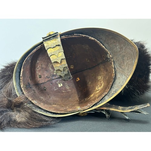 2049 - British Hanovarian Cavalry Helmet, Bearskin Crest. No liner.