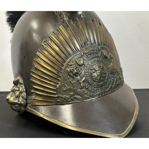 2050 - British Hanovarian Cavalry Helmet, Horse Hair Crest. All metal construction. 1820's. Has original Li... 