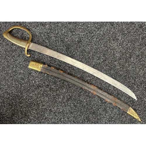 2054 - French Infantrymans Briquet Hanger Sword with curved single edged blade 590mm in length, inspection ... 