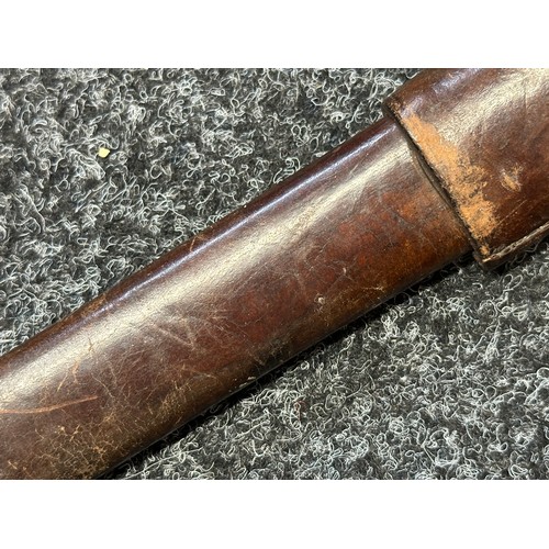 2055 - Boer War British Lee Metford Bayonet with double edged blade 294mm in length, dated 4/97. Wooden gri... 