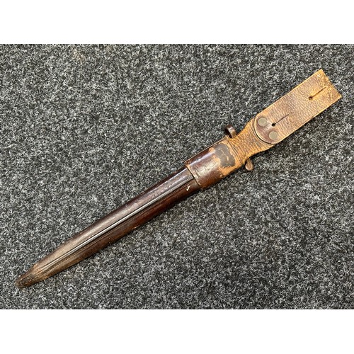 2055 - Boer War British Lee Metford Bayonet with double edged blade 294mm in length, dated 4/97. Wooden gri... 