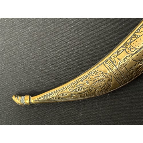 2057 - Indo-Persian Dagger with curved fullered blade 152mm in length. Brass guard with remains of plated f... 