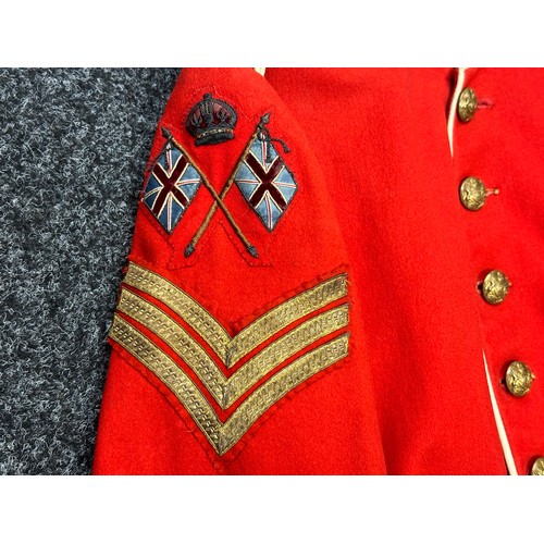 2061 - Edwardian Fusiliers Colour Sgt's Dress Uniform Tunic with Flaming Grenade Collar insignia. Kings Cro... 