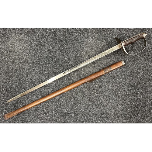 2067 - Edwardian British Officers 1897 Pattern Sword with fullered single edged plated blade 825mm in lengt... 