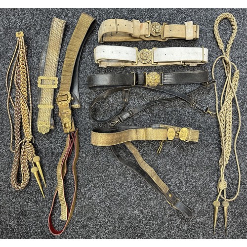 2069 - Victorian and Edwardian Full Dress Officers & Other Ranks Buff Leather Belts with Buckles and office... 