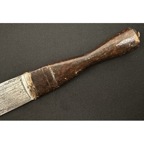 2074 - African Dagger with double edged blade 290 mm in length. Leather bound grip. Overall length 430 mm. ... 