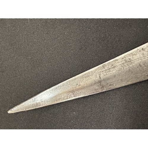 2074 - African Dagger with double edged blade 290 mm in length. Leather bound grip. Overall length 430 mm. ... 