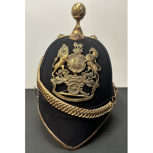 2079 - British Edwardian Royal Artillery Territorial Officers Blue Cloth Helmet. Named in ink to the inside... 