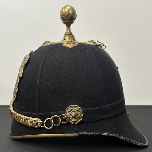 2079 - British Edwardian Royal Artillery Territorial Officers Blue Cloth Helmet. Named in ink to the inside... 