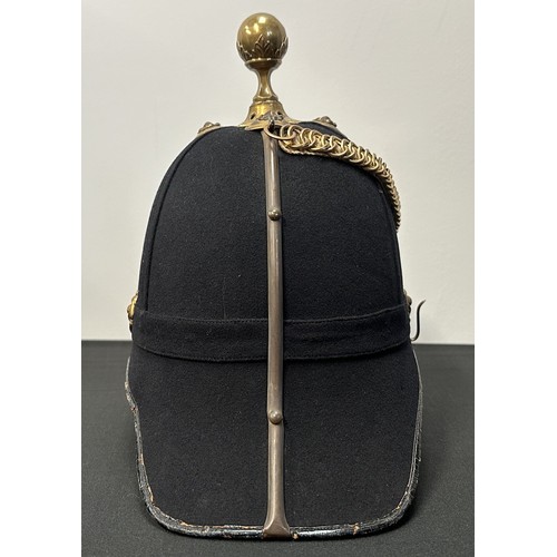 2079 - British Edwardian Royal Artillery Territorial Officers Blue Cloth Helmet. Named in ink to the inside... 