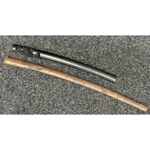 2084 - Two Japanese Sword Scabbards. Modern example in black wood with 