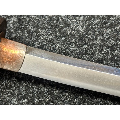 2092 - Japanese Tanto Sword with single edged blade with visible straight Hamon line 360mm in length. Overa... 