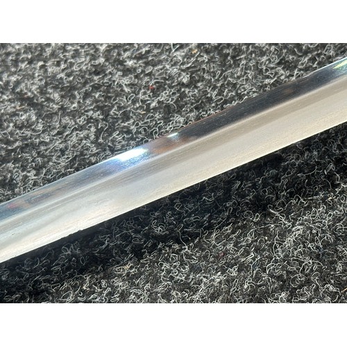 2093 - Japanese Katana Sword with single edged blade 640mm in length. Visible Hamon line. Tang is signed 