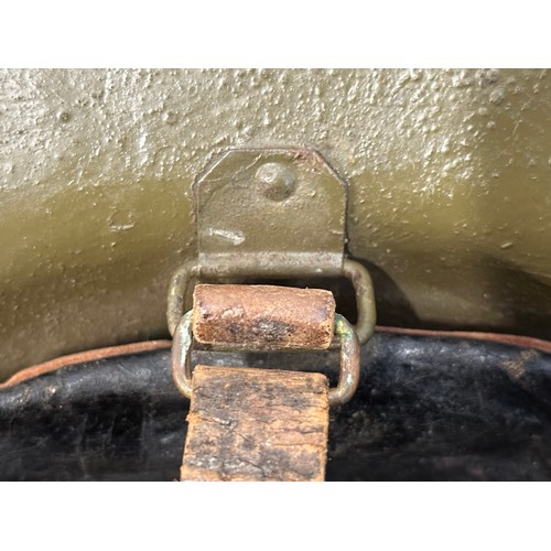 2097 - WW1 US M1917 Steel Helmet. Three holes have been drilled to each side of the rim to allow fitment of... 