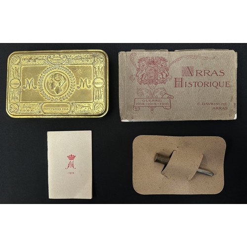 2103 - WW1 British Princess Mary's Gift Tin Christmas 1914 complete with Bullet Pencil on original card and... 