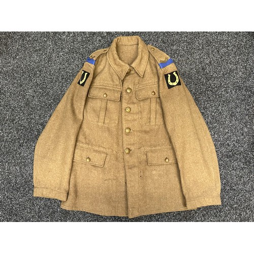 2105 - WW1 British Other Ranks Service Dress Jacket with Middlesex Regiment brass shoulder titles, Blue Com... 