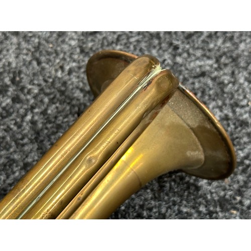 2108 - WW1 US Army M1892 field trumpet (bugle) dated 1915 and maker marked 