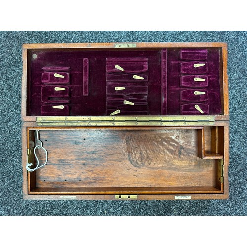 2110 - WW1 British Surgical Instruments Operation Wooden Box. Brass plate to lid with WD Broad Arrow. Maker... 