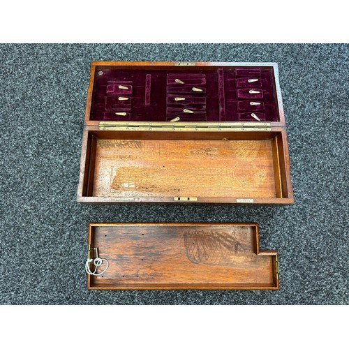 2110 - WW1 British Surgical Instruments Operation Wooden Box. Brass plate to lid with WD Broad Arrow. Maker... 