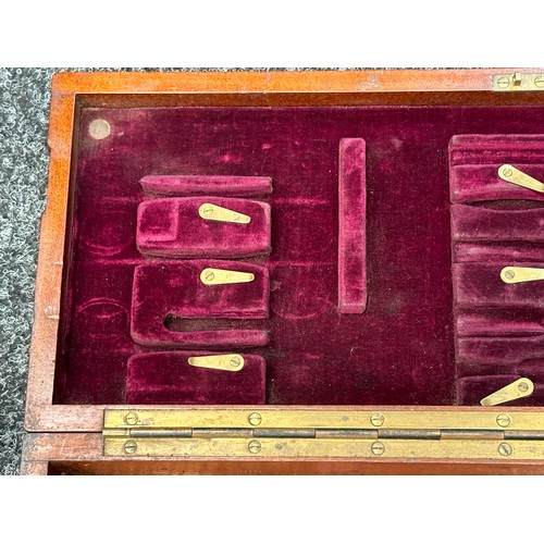 2110 - WW1 British Surgical Instruments Operation Wooden Box. Brass plate to lid with WD Broad Arrow. Maker... 