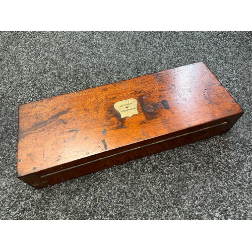 2110 - WW1 British Surgical Instruments Operation Wooden Box. Brass plate to lid with WD Broad Arrow. Maker... 