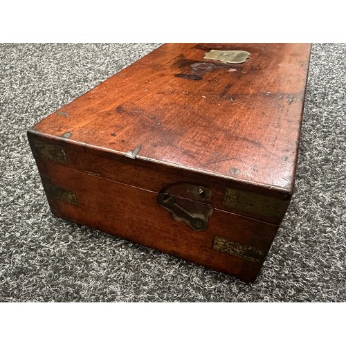 2110 - WW1 British Surgical Instruments Operation Wooden Box. Brass plate to lid with WD Broad Arrow. Maker... 