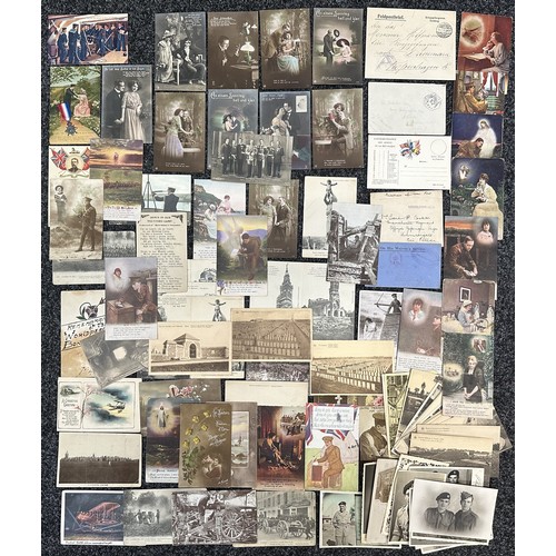 2114 - WW1 British & German Postcard collection of over 60 cards plus 22 post war cards circa 1920's showin... 