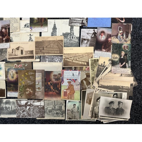 2114 - WW1 British & German Postcard collection of over 60 cards plus 22 post war cards circa 1920's showin... 