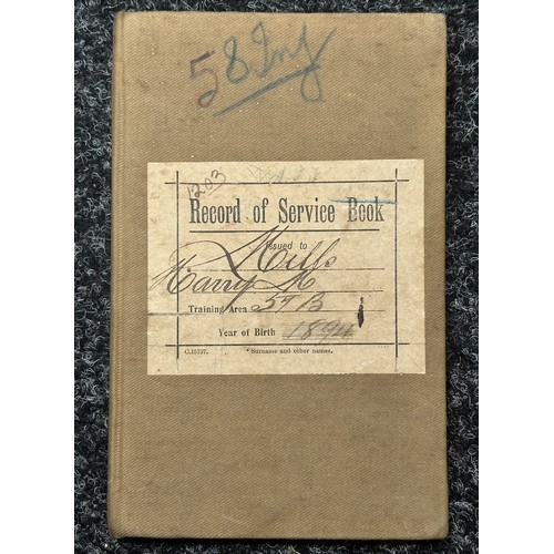 2115 - WW1 Australian Record of Service book for 160 Colour Sgt Harry Mills, 58th Infantry Battlion.