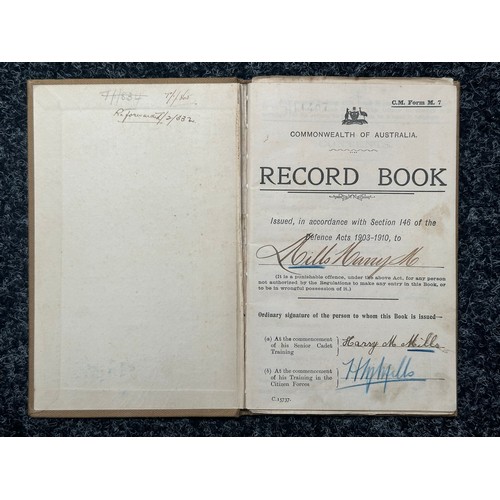 2115 - WW1 Australian Record of Service book for 160 Colour Sgt Harry Mills, 58th Infantry Battlion.