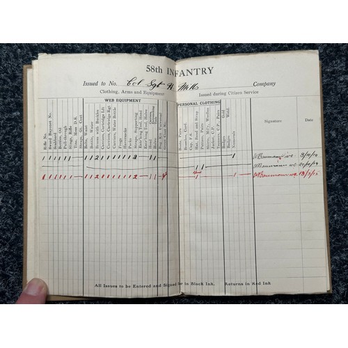 2115 - WW1 Australian Record of Service book for 160 Colour Sgt Harry Mills, 58th Infantry Battlion.