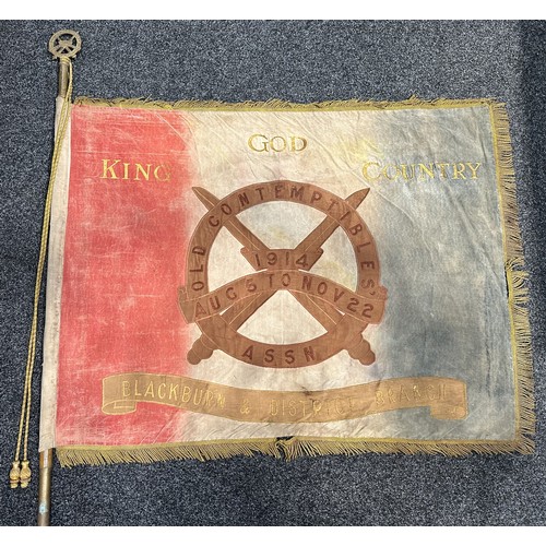 2116 - Rare surviving WW1 British Old Contemptibles Association Standard for the Blackburn and District Bra... 