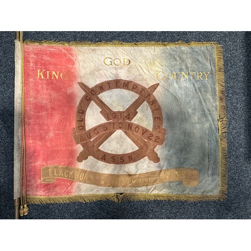 2116 - Rare surviving WW1 British Old Contemptibles Association Standard for the Blackburn and District Bra... 