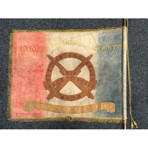 2116 - Rare surviving WW1 British Old Contemptibles Association Standard for the Blackburn and District Bra... 