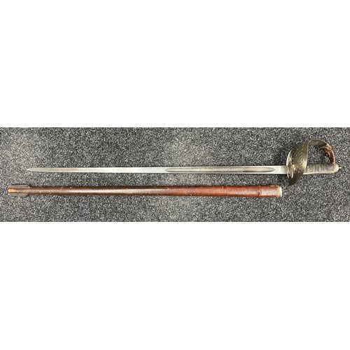 2117 - WW1 British Officers 1897 Pattern Sword with fullered single edged blade 825mm in length with etched... 