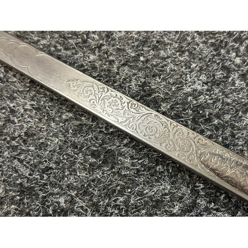 2117 - WW1 British Officers 1897 Pattern Sword with fullered single edged blade 825mm in length with etched... 