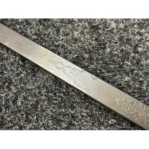 2117 - WW1 British Officers 1897 Pattern Sword with fullered single edged blade 825mm in length with etched... 