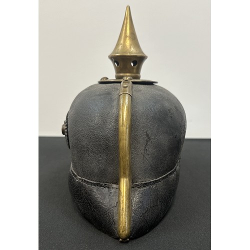 2128 - WW1 Imperial German Pickelhaube Helmet. Prusian helmet plate. One Prussian Cockade. Found in a coal ... 