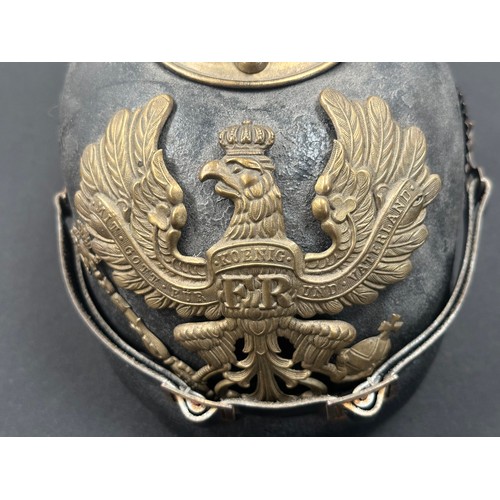 2128 - WW1 Imperial German Pickelhaube Helmet. Prusian helmet plate. One Prussian Cockade. Found in a coal ... 