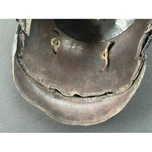 2128 - WW1 Imperial German Pickelhaube Helmet. Prusian helmet plate. One Prussian Cockade. Found in a coal ... 